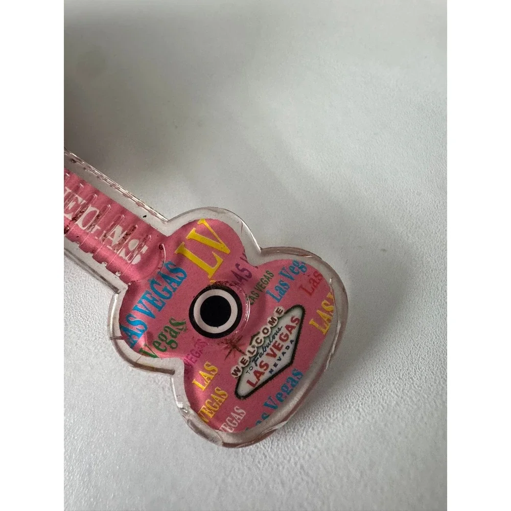 Las Vegas Pink Guitar‎ Acrylic Keychain Souvenir Welcome to Las Vegas Sign LV